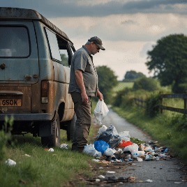 A man standing next to a van with license plate gsok