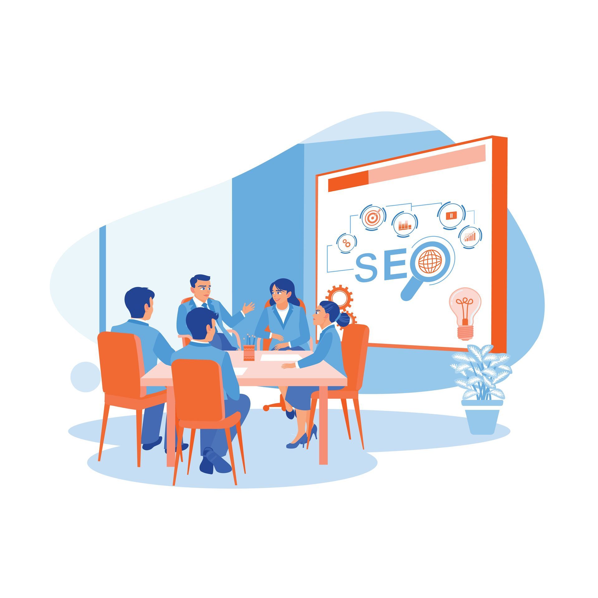 Group of people learning about SEO