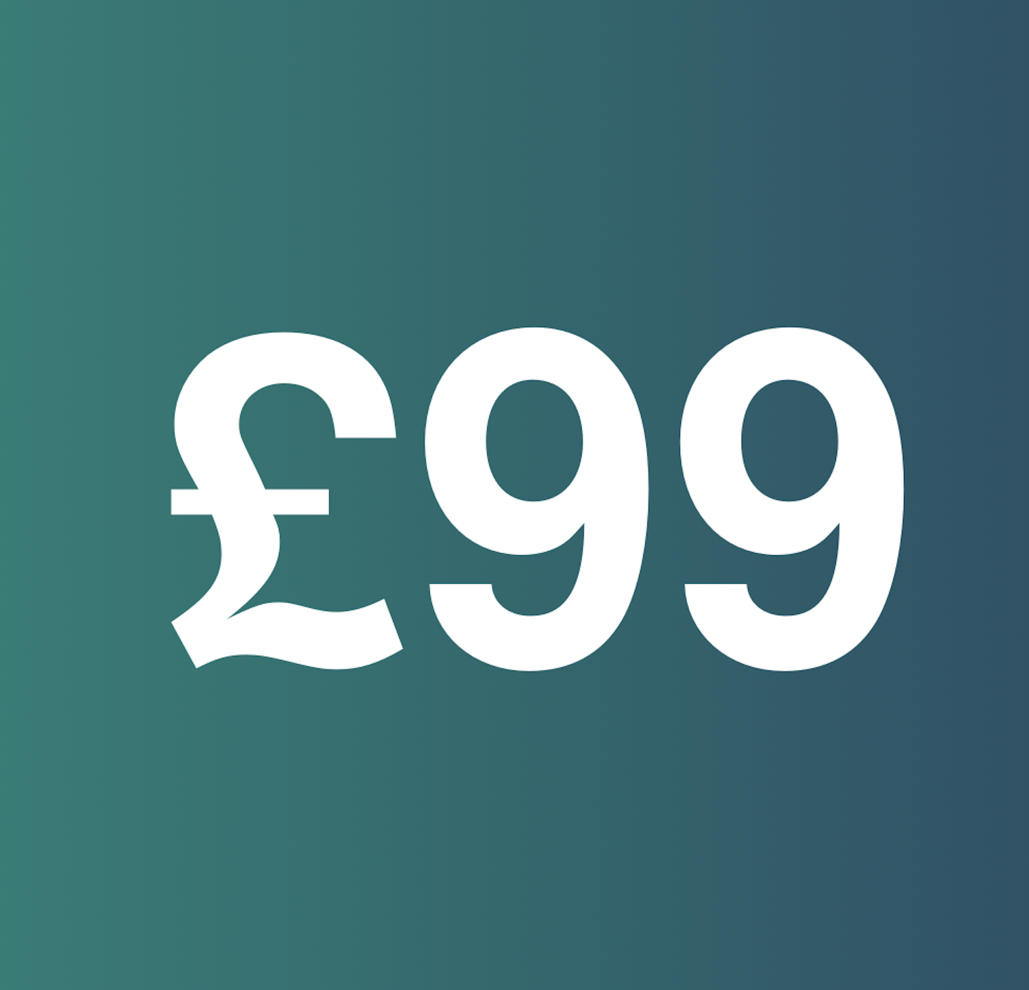 White “£99” text on a teal background