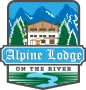 A logo for alpine lodge on the river