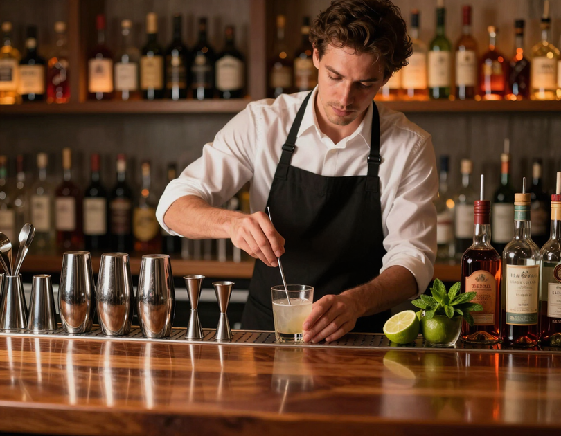 Barman prepara un cocktail al bancone di Vogue
