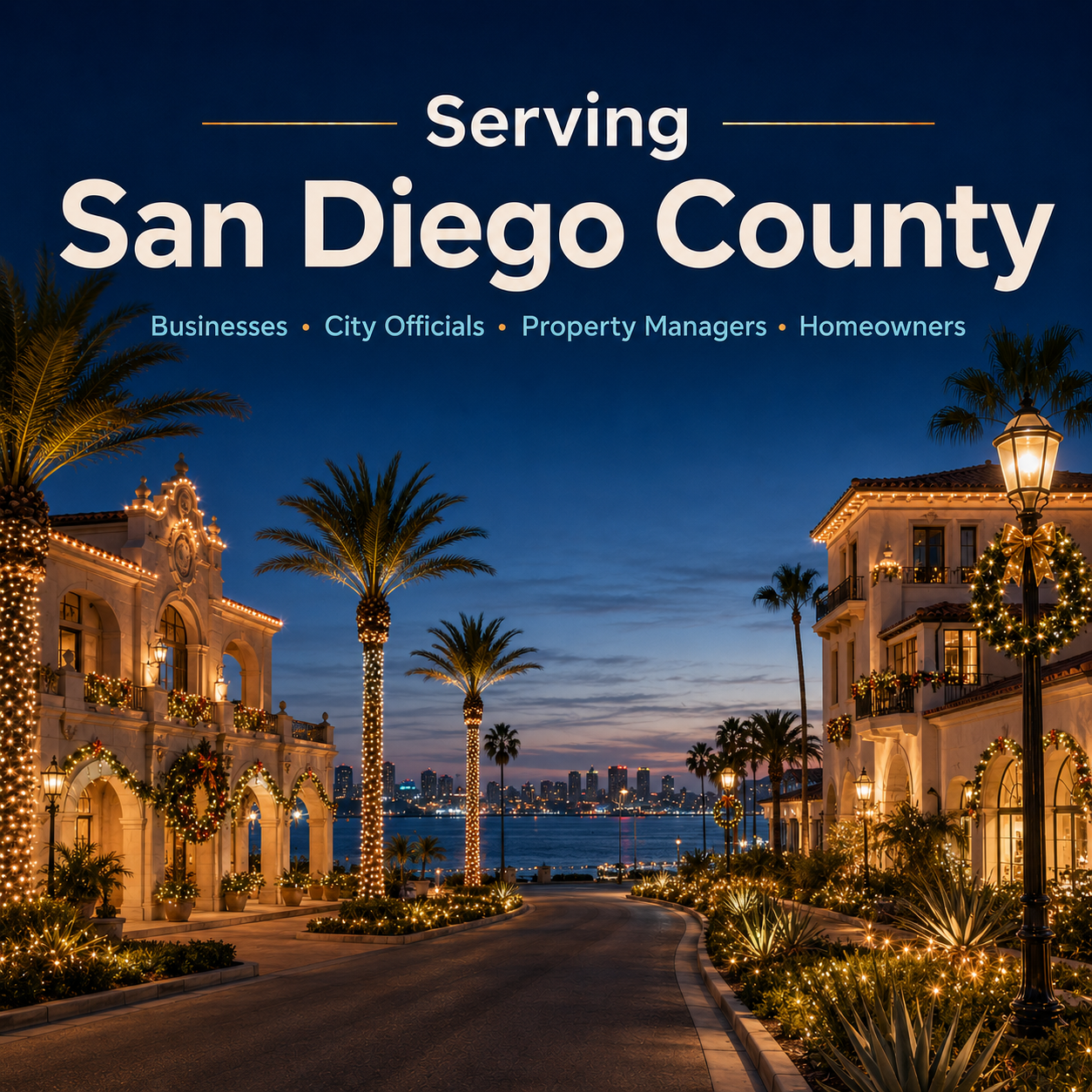 Professional Christmas light installation on a San Diego County home by CLG Lighting & Design