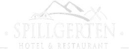 Ein Logo für ein Hotel und Restaurant mit einem Berg im Hintergrund.