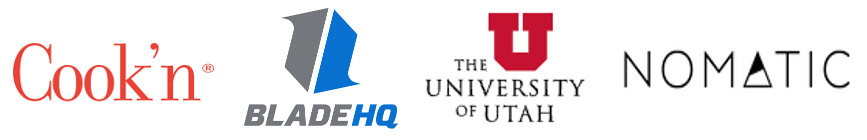 Customers: Blade HQ. University of Utah. Cookn' Nomatic