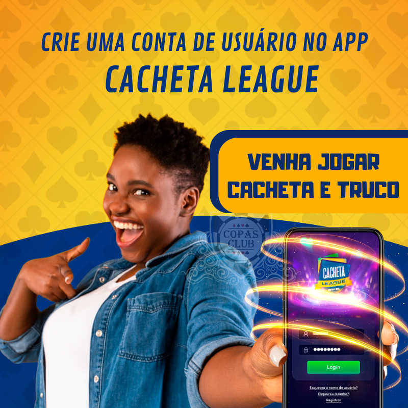 Crie uma conta de usuário no app cacheta league