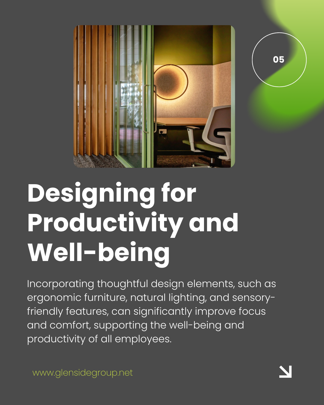 A poster about designing for productivity and well-being.