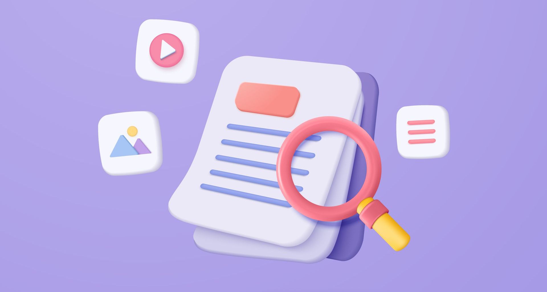 Animated graphic of a magnifying glass held up to a piece of written content