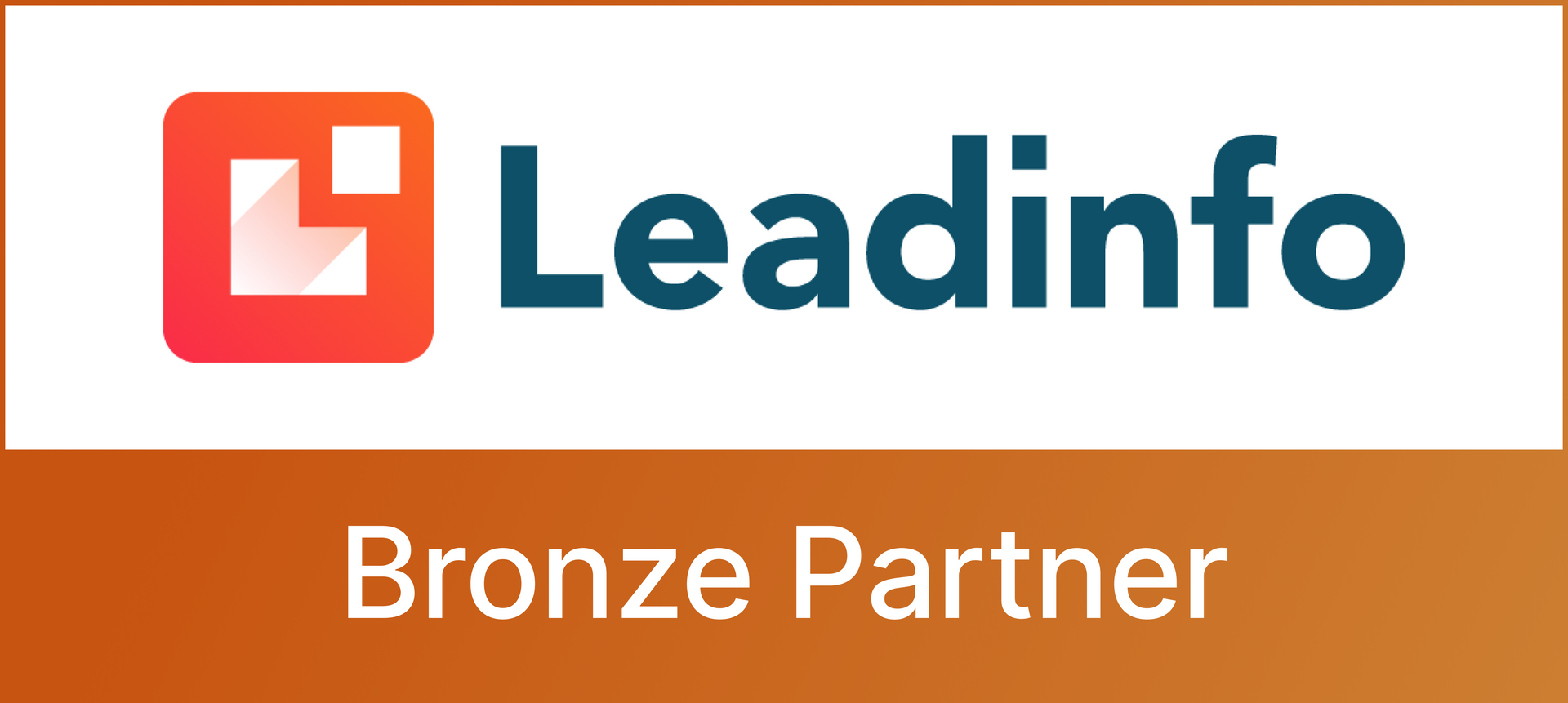 Leadinfo Bronze Partner logo: red-orange square with a white "L" shape, turquoise text, and brown banner.