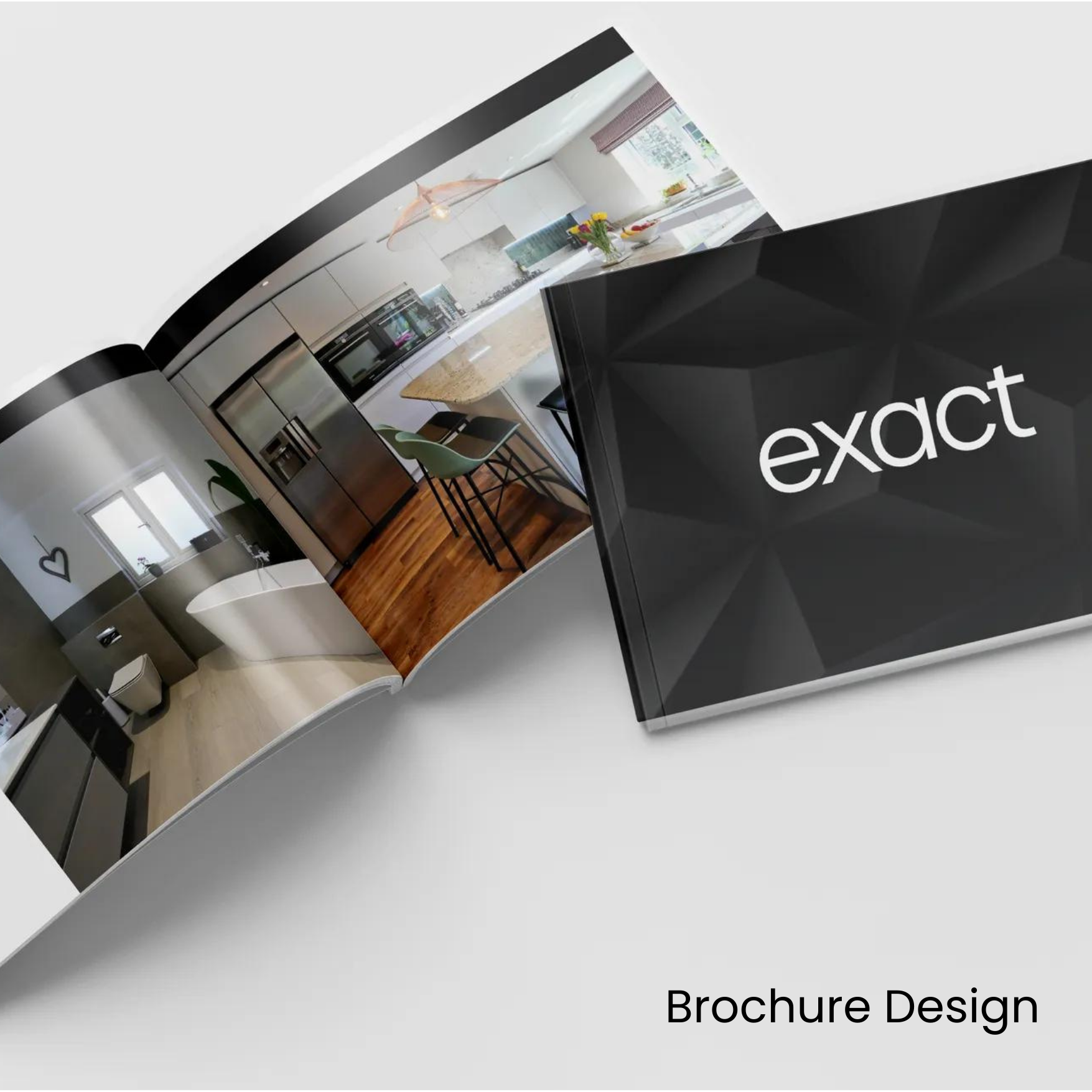 A company brochure mockup for a kitchen company