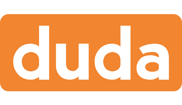 "duda" text in white on an orange rounded rectangle.