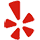Red Yelp logo with white stylized burst inside a black square