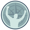 A compass with a silhouette of a man in the center