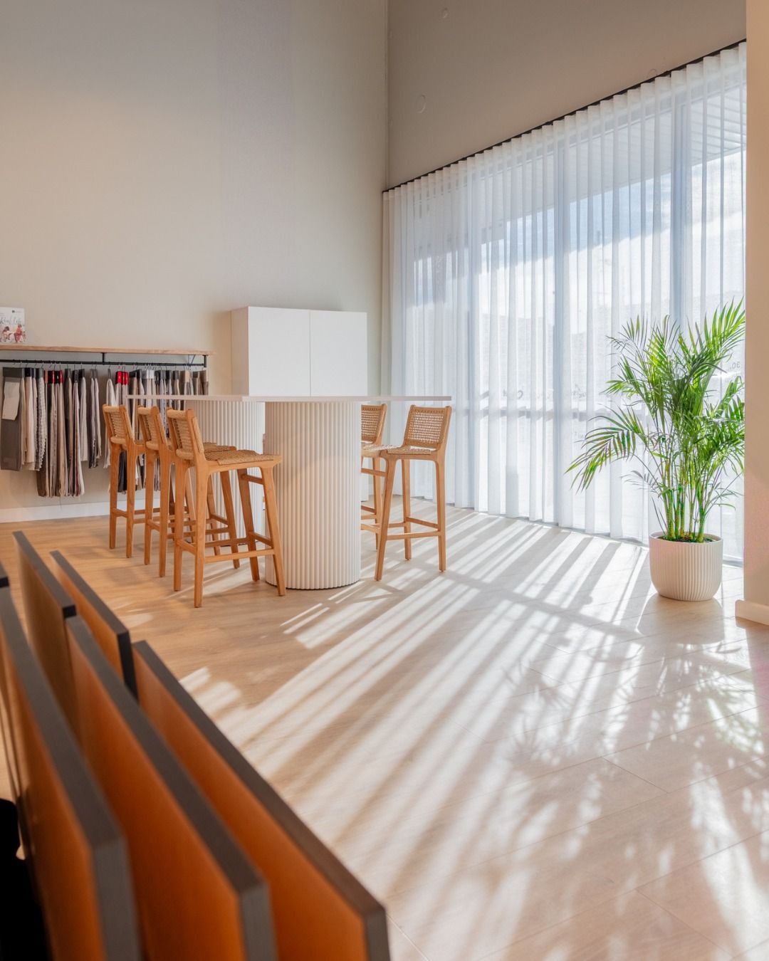 A Large Room With a Marble Floor and Columns — Hoppens Floorworld in Manunda, QLD