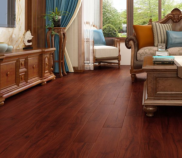 Living Room With Dark Wood Flooring, Antique Furniture, and Large Windows — Hoppens Floorworld in Smithfield, QLD