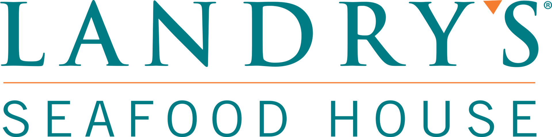 A blue and white logo for landry 's seafood house