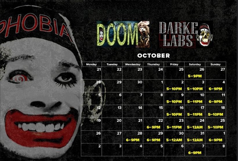 Phobia October calendar with a picture of a clown
