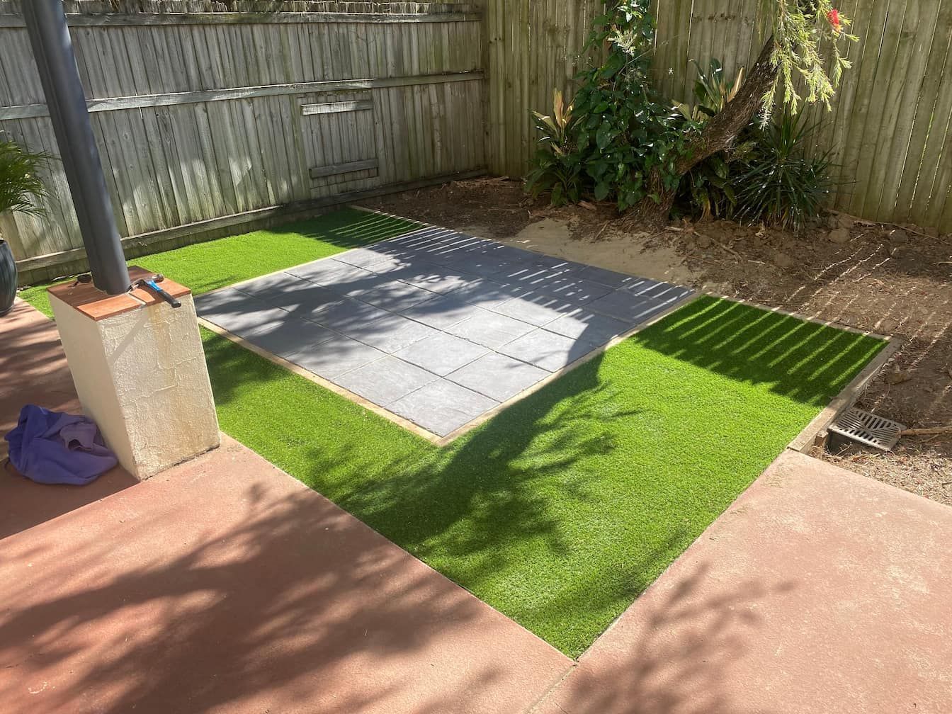 A hardscape area in a landscape project