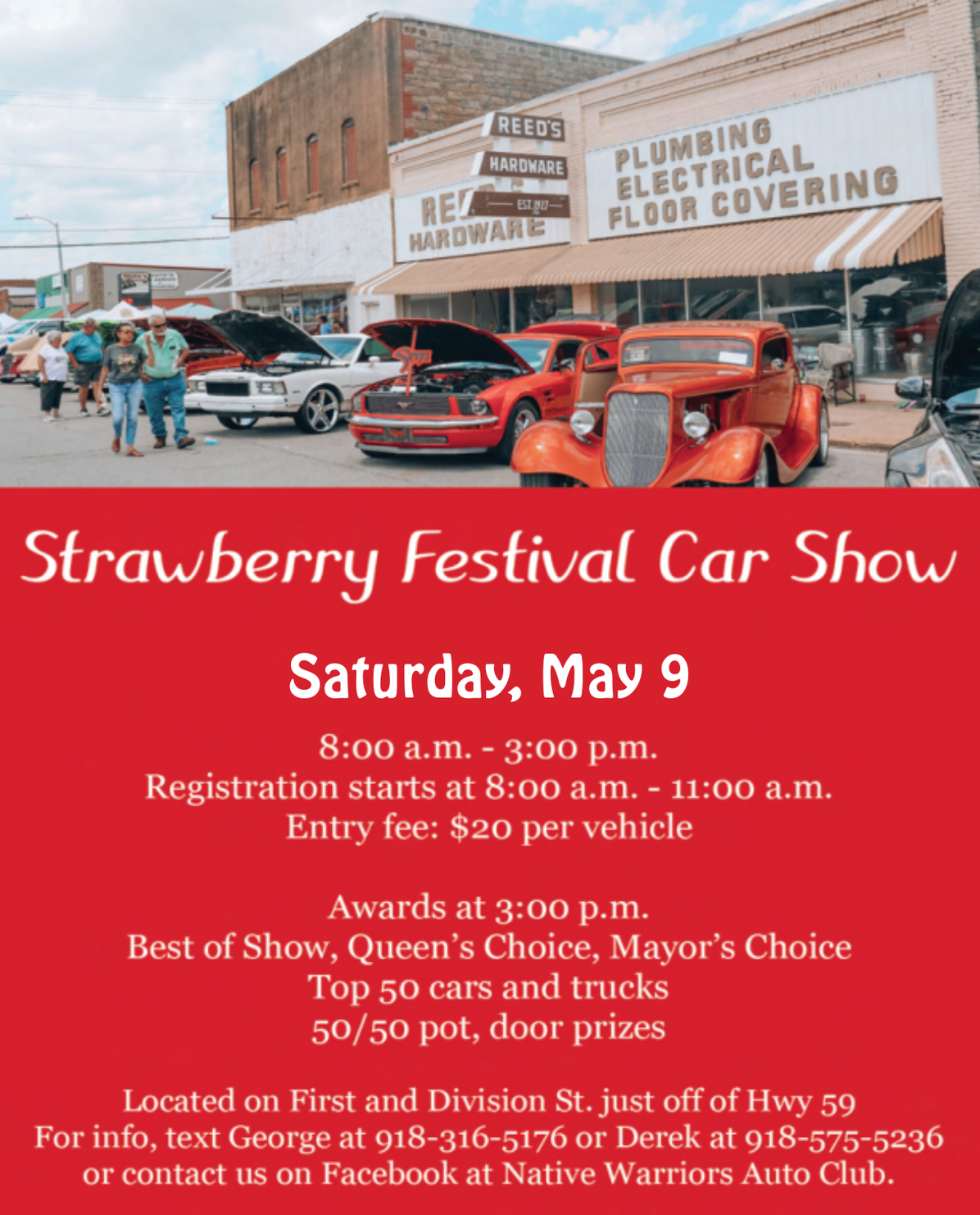 Vehicle show information for the 2026 Strawberry Festival in Stilwell OK