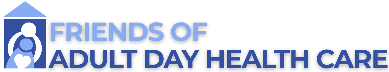 Friends of Adult Day Health Care logo with blue figures and text