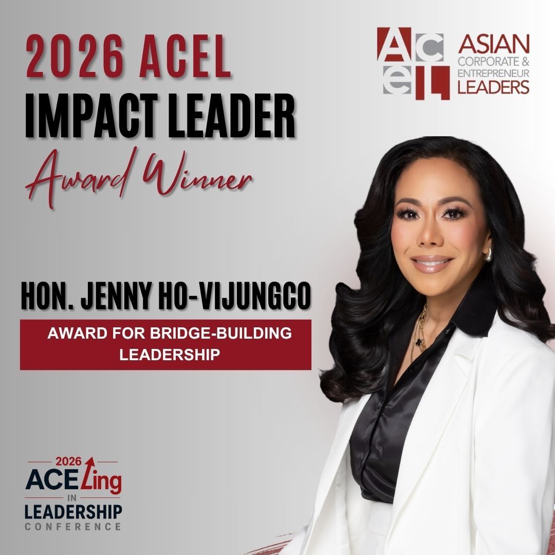  Honoree Spotlight | #ACELing2026
We are proud to recognize Jenny Ho-Vijungco as a recipient of the 2026 ACEL Impact Leader Award for Bridge-Building Leadership!
This award honors leaders who foster meaningful connections across communities, sectors, and cultures to strengthen collaboration, understanding, and shared progress—and Jenny’s journey is a remarkable example of leadership through connection and service.
Honorary Consul Jenny Lynn M. Ho-Vijungco, MBA is a visionary entrepreneur, healthcare executive, philanthropist, and community leader whose work has created lasting impact across Arizona and beyond. As the founder of Miranda Construction and Development and Administrator of Discover Vein and Vascular Center and Discover Surgical Center, Jenny has demonstrated a commitment to innovation, excellence, and improving access to quality healthcare.
As Arizona’s first Honorary Consul of the Philippines, Jenny has played a pivotal role in strengthening cultural, economic, and community relationships between Arizona and the Philippines. Through diplomacy, collaboration, and service, she continues to build bridges that bring people and organizations together for greater impact.
Through her nonprofit, Project J.O.Y. Foundation (Join Our JourneY), Jenny leads medical missions, housing initiatives, and humanitarian programs that uplift underserved communities in the Philippines and beyond. Her dedication to connecting people, creating opportunities, and serving others exemplifies the spirit of bridge-building leadership celebrated by the ACEL Impact Leader Award.
Join us on Friday, August 14 at the 2026 ACEL Leadership Awards Gala in Tempe to celebrate Jenny and all of our honorees!