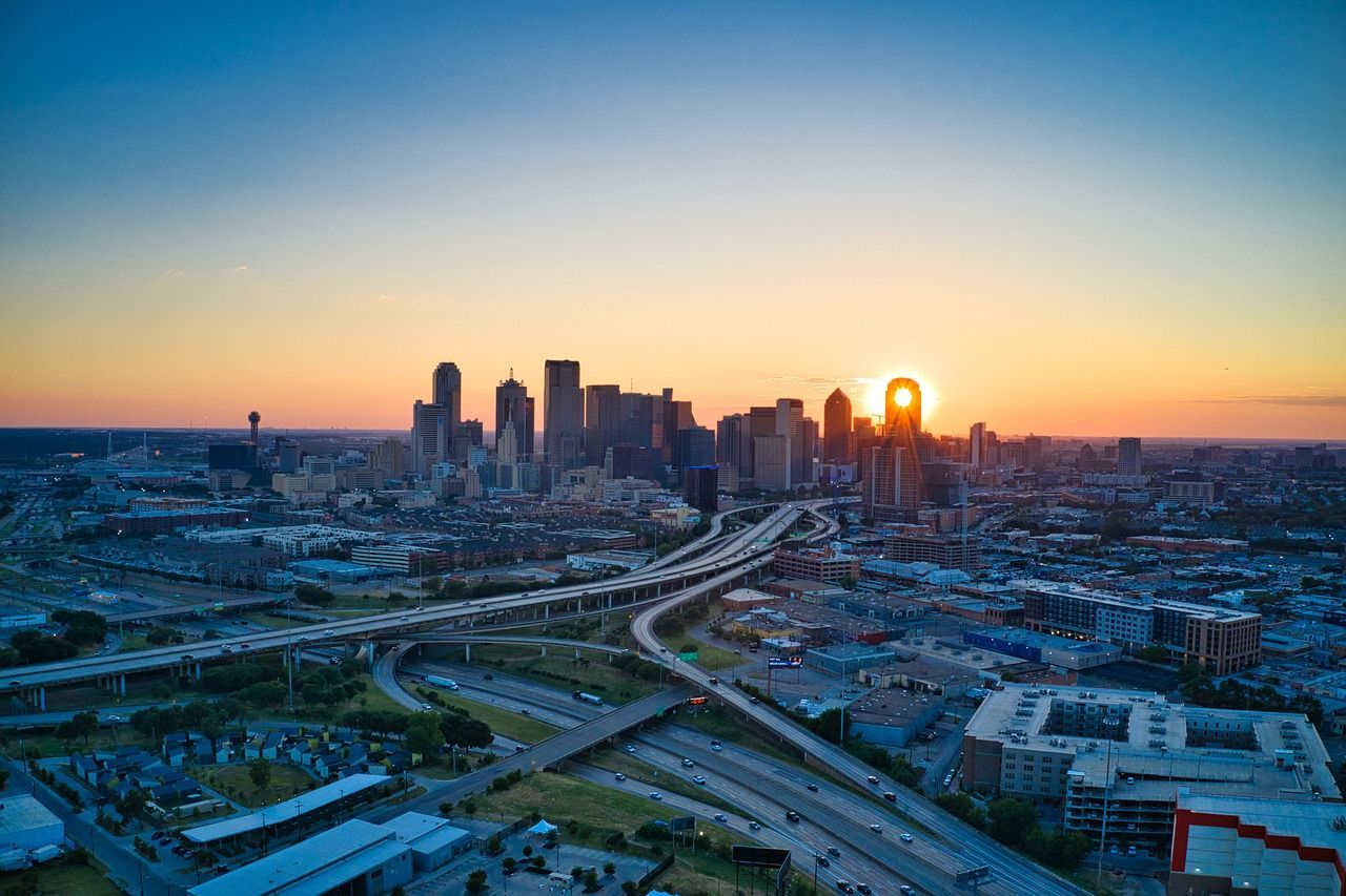 Sunset over the Dallas skyline