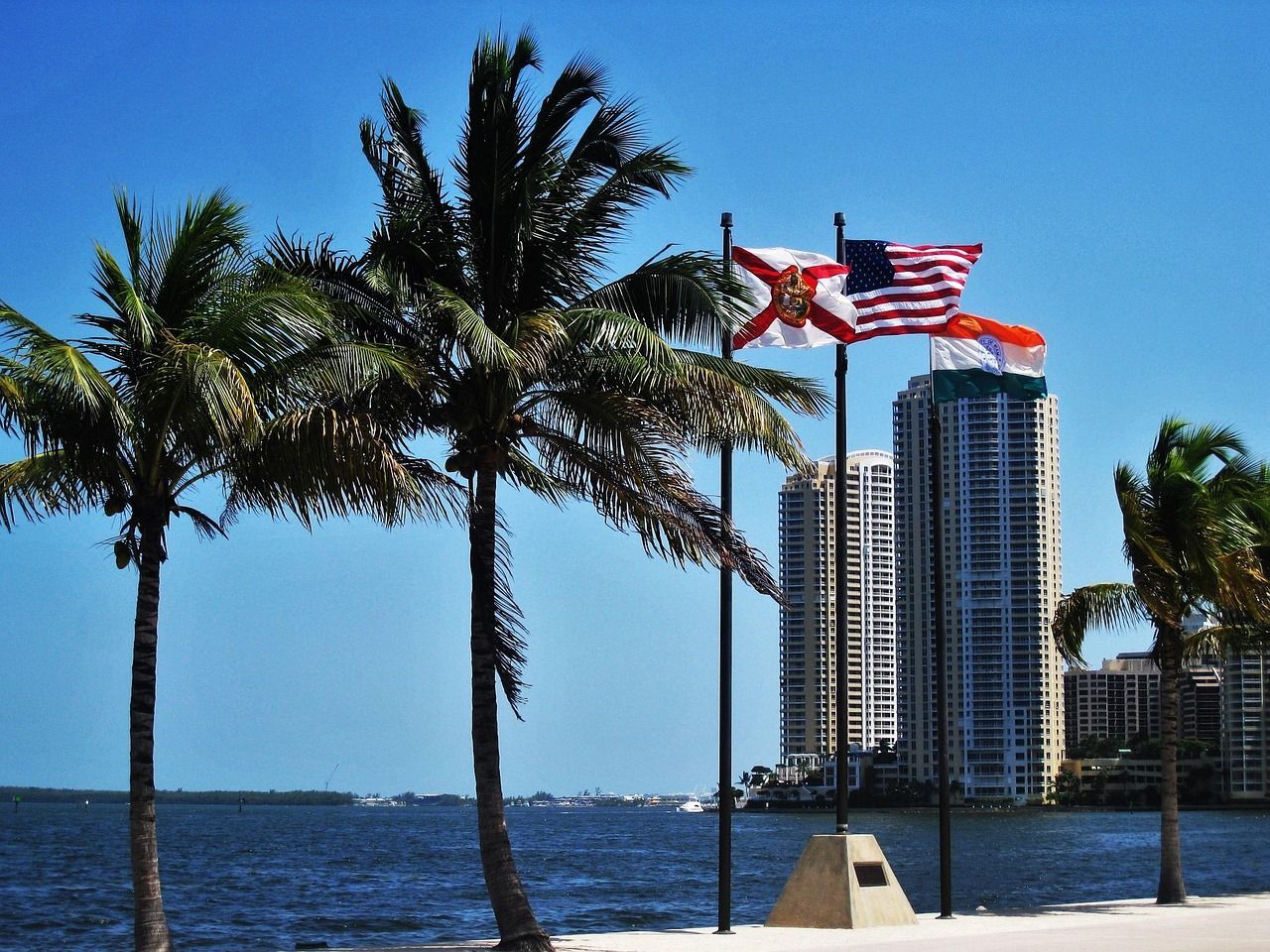 Florida and U.S. flags flying in Florida