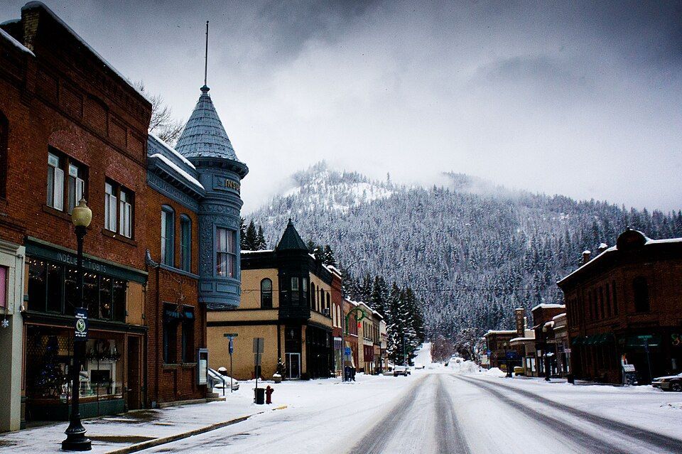 Wallace, Idaho, in the snow