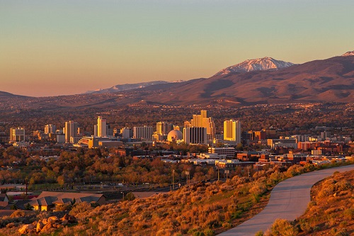 An aerial view of Reno, Nevada