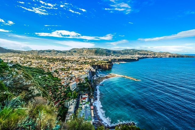 An aerial view of the Amalfi Coast