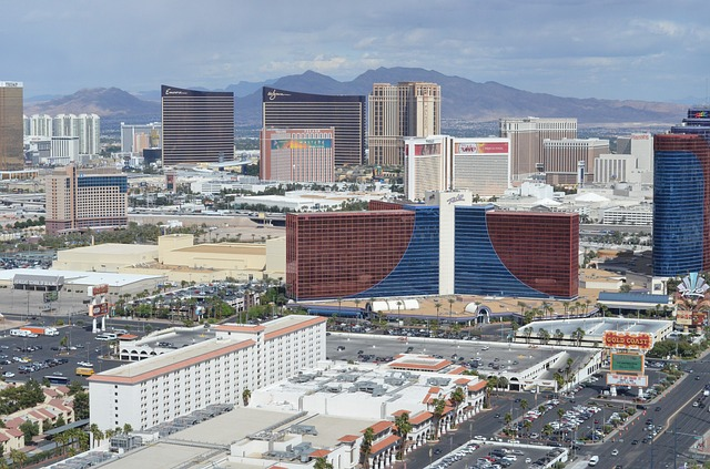An aerial view of Las Vegas