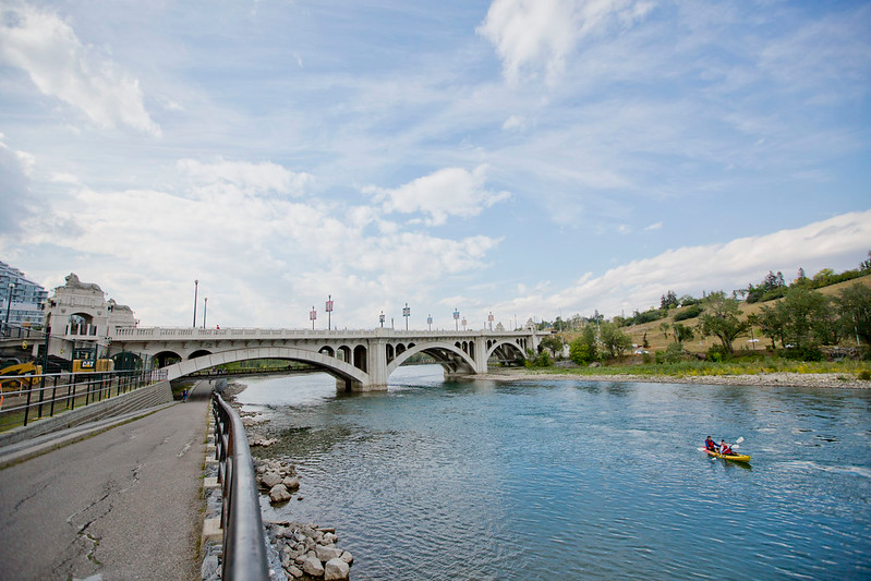 A bridge over the bow river in Calgary
