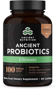 A bottle of Ancient nutrition ancient probiotics 