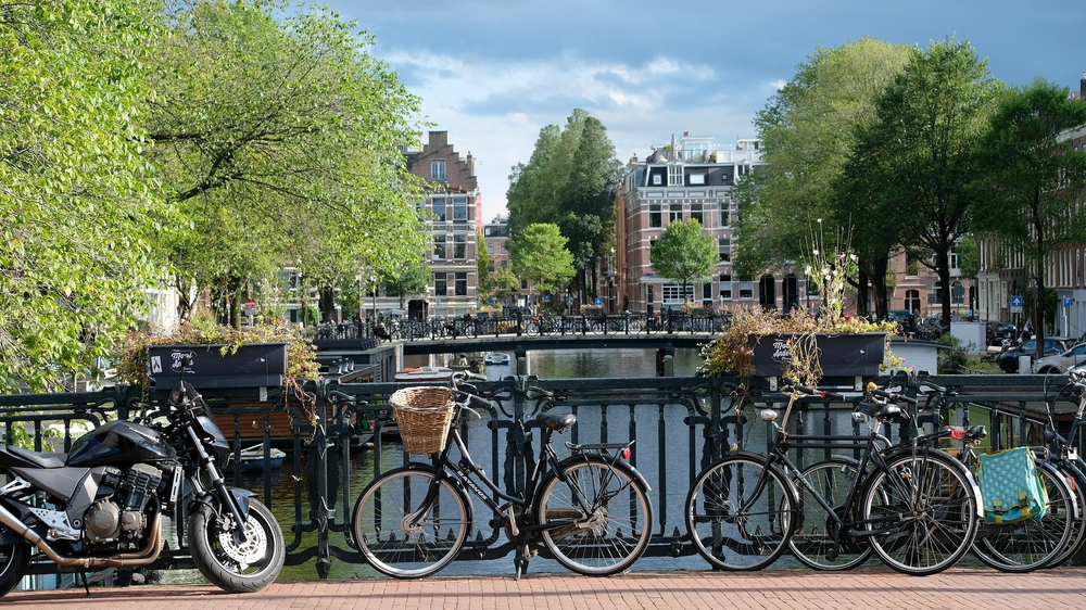 A row of bikes in Amsterdam