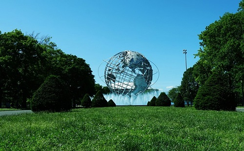 The globe and fountain in Queens New York