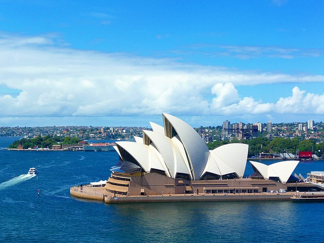 An aerial view of the opera house in sydney