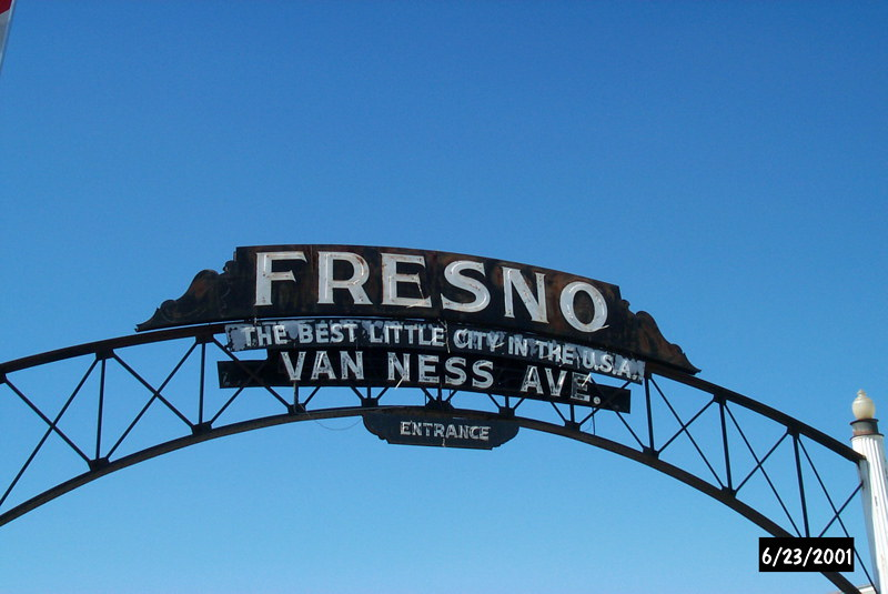 A sign in Fresno, California