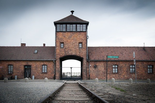 The entrance to Auschwitz