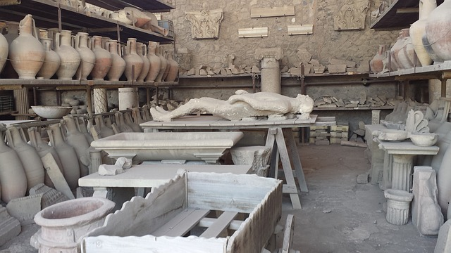 Plaster casts in the city of Pompeii
