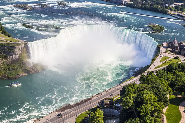 An aerial view of the niagara falls in canada.