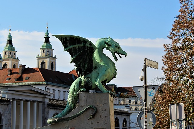 There is a statue of a dragon on dragon bridge in ljbuljana