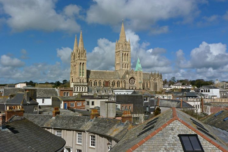 A view of Truro with a cathedral in the background