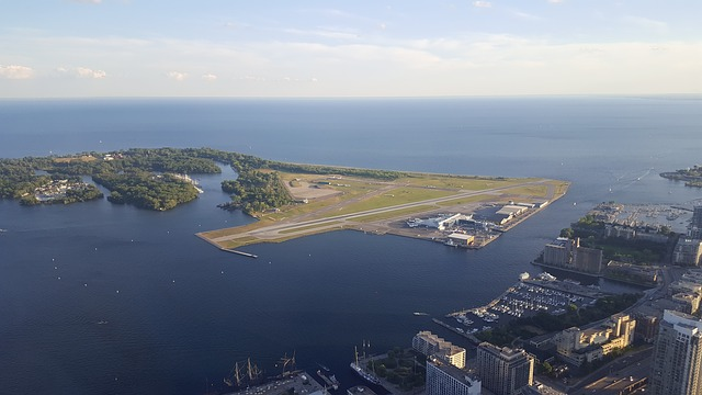An aerial view of Lake Ontario