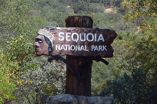 A wooden sign that says sequoia national park on it