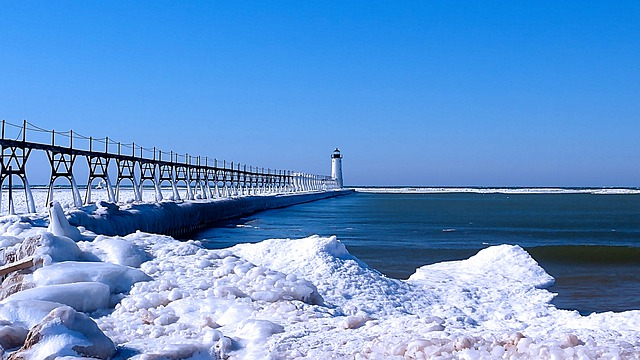 Manistee North Pier Lighthouse, Lake Michigan