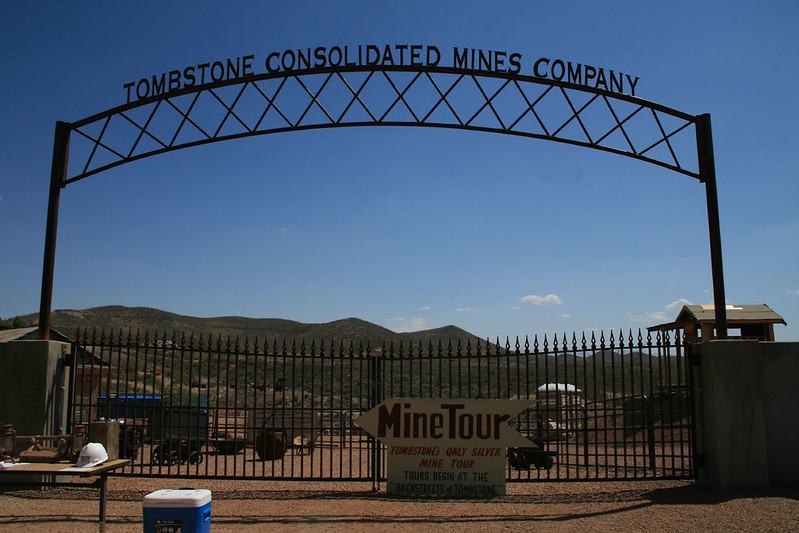 A sign for the tombstone consolidated mines company