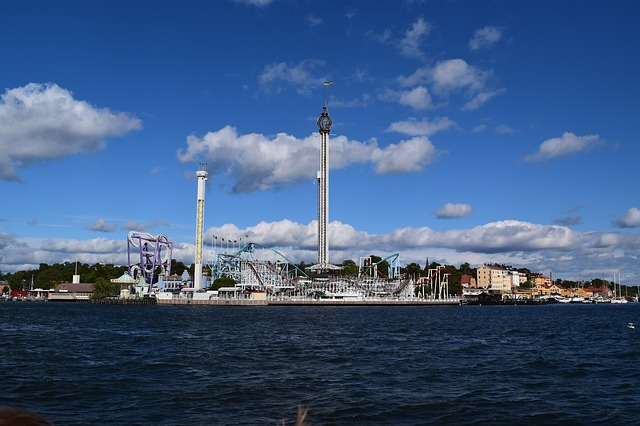A roller coaster at the Grӧna Lund amusement park