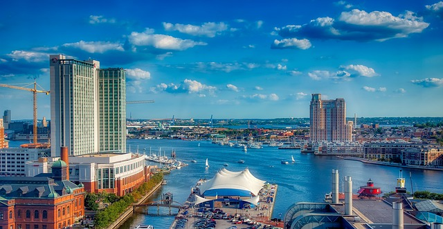 An aerial view of the Port Of Baltimore