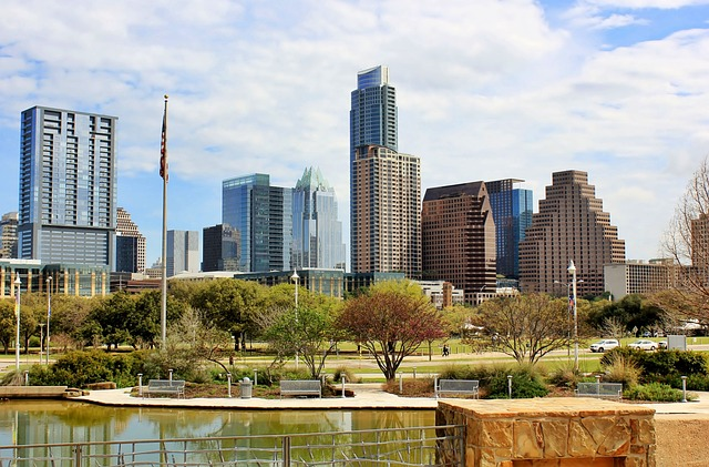The Austin skyline with a park in the foreground