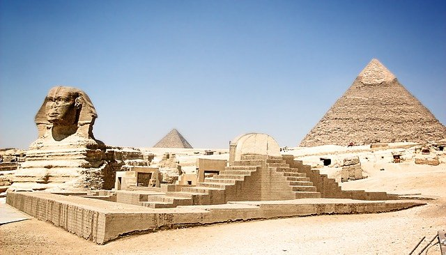 The sphinx at the Great Pyramid of Giza