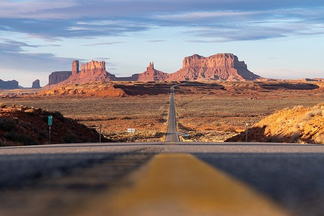 A road going through Monument Valley